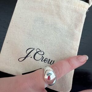 NEW J. Crew Sculptured Orb Silver Mirror Ring Size 5